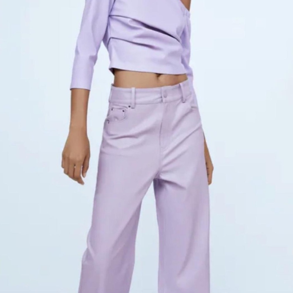 Zara Purple Wide Leg Pants High Waisted